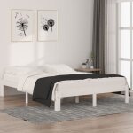 The living store - cadre de lit sans matelas blanc bois de pin massif 140x190 cm - cadre de lit - lit ...