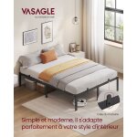 Cadre de lit double, 140 x 190 cm, cadre en m�tal, espace de rangement au dessous, moderne, lit d'invit�, ...