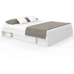 Idmarket - cadre de lit double salem avec rangements et sommier 180 x 200 cm blanc