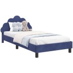 Cadre de lit pour enfants avec t�te de lit bleu police velours vidaxl
