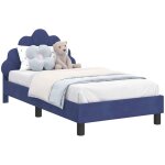 Cadre de lit pour enfants avec t�te de lit bleu police velours vidaxl