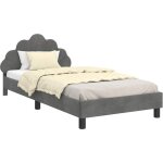 Cadre de lit pour enfants avec t�te de lit gris fonc� velours vidaxl