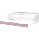 Cadre lit gigogne avec sommier  lattes extensible 90 x 200 cm en bois de pin blanc et rose edern