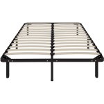 Cadre de lit - homcom - 140 x 190 cm - sommier  lattes et pied - avec rangement au - dessous, assemblage ...