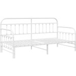Cadre de lit de jour avec tte de lit blanc 90 x 200 cm acier vidaxl