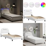 Cadre de lit avec led sans matelas blanc 90x190 cm - lit plateforme - lit design - lit avec rangement ... Cadre de lit avec led sans matelas blanc 90x190 cm - lit plateforme - lit design - lit avec rangement ...