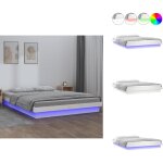 Vidaxl - cadre de lit  led sans matelas blanc bois massif - cadre de lit - lit double - luminaire led ...