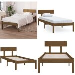 Vidaxl - cadre de lit sans matelas marron miel bois de pin massif - cadre de lit - lit simple - lit en ...