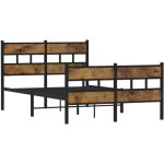 Cadre de lit en m�tal sans matelas ch�ne fum� 120x190 cm vidaxl