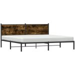 Cadre de lit en m�tal sans matelas ch�ne fum� 200x200 cm