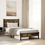 Cadre de lit en mtal sans matelas chne fum 90x190 cm vidaxl