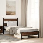 Cadre de lit en m�tal sans matelas ch�ne marron 75x190 cm vidaxl