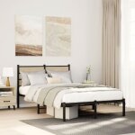 Cadre de lit en m�tal sans matelas ch�ne sonoma 120x190 cm vidaxl