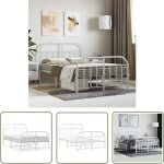 Cadre de lit mtal sans matelas et pied de lit blanc 120x190 cm - cadre de lit - lit double - lit metal ...