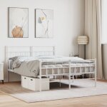 Avimac - cadre de lit mtal sans matelas et pied de lit blanc 140x190 cm