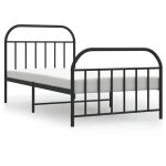 Cadre de lit métal sans matelas avec pied de lit noir 100x190cm vidaxl Cadre de lit métal sans matelas avec pied de lit noir 100x190cm vidaxl