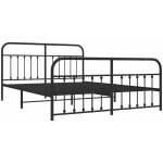 Cadre de lit mtal sans matelas avec pied de lit noir 180x200cm vidaxl