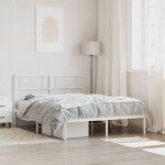 Cadre de lit mtal sans matelas et tte de lit blanc 140x190 cm vidaxl
