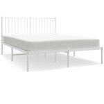Cadre de lit mtal avec tte de lit blanc 140x190