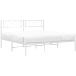 Cadre de lit mtal sans matelas et tte de lit blanc 140x190 cm vidaxl
