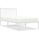 Cadre de lit mtal avec tte de lit blanc 90x190