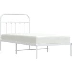 Cadre de lit mtal avec tte de lit blanc 90x190 cm