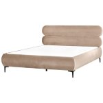 Beliani - cadre de lit minimaliste sommier  lattes avec pieds noirs 180 x 200 cm tte de lit rembourre ...