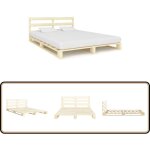 Cadre de lit de palette sans matelas bois massif pin 180x200 cm - cadre de lit - lit plateforme - lit ...