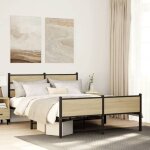 Cadre de lit sans matelas ch�ne sonoma 140x190 cm vidaxl