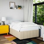 Cadre de lit sans matelas crème 120x190 cm tissu Cadre de lit sans matelas crème 120x190 cm tissu