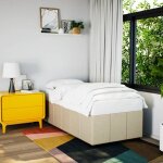Cadre de lit sans matelas cr�me 90x190 cm tissu vidaxl