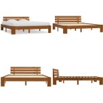 Cadre de lit sans matelas marron miel 180x200cm bois massif pin - cadre de lit - lit en bois - lit double ...