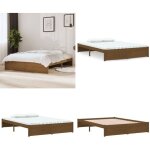 Vidaxl - cadre de lit sans matelas marron miel bois massif 140x200 cm - cadre de lit - lit double - bois ...