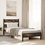 Cadre de lit sans matelas avec t�te de lit ch�ne fum� 90x190 cm vidaxl