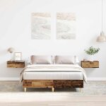 Cadre de lit sans matelas vieux bois 135x190 cm bois ing�nierie vidaxl
