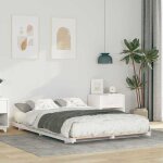 Torana - cadre de lit surlev blanc 140 x 190 cm bois massif en pin