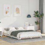 Cadre de lit sur�lev� blanc 140 x 190 cm bois massif en pin vidaxl