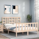 The living store - cadre de lit sans matelas 140x190 cm bois de pin massif - lit double - cadre de lit ...