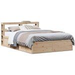 Cadre de lit avec t�te de lit 140x190 cm bois de pin massif