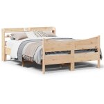 Cadre de lit avec t�te de lit 140x190 cm bois de pin massif vidaxl