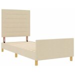 Cadre de lit avec t�te de lit cr�me 90 x 190 cm tissu vidaxl