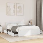 Cadre de lit avec tte de lit sans matelas blanc 140x190 cm vidaxl