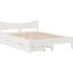 Cadre de lit avec tiroirs blanc 140x190 cm bois de pin massif vidaxl Cadre de lit avec tiroirs blanc 140x190 cm bois de pin massif vidaxl