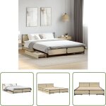 The living store - cadre de lit avec tiroirs sans matelas chne sonoma 120x200 cm - lit coffre - lit ...