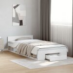 Maison chic - cadre de lit avec tiroir sans matelas - structure de lit avec rangement blanc 90x190 cm ...