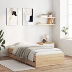 Cadre de lit avec tiroirs sans matelas - structure de lit avec rangement ch�ne sonoma 90x190 cm 520272 ...