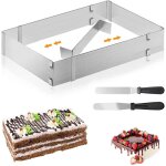 Cadre patisserie rectangulaire, moule rectangulaire patisserie, cadre patisserie extensible avec 2 spatule ...