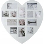 Cadre p�le - m�le en bois 13 photos en forme de coeur 'patin' - gris - l 59 x p 1, 5 x h 59, 5 cm - livraison ...