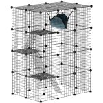 Cage chat intrieur - parc chat diy - 4 niv. 5 portes hamac plateformes rampes - acier noir