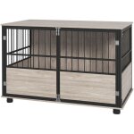Cage pour chien animaux style industriel - porte coulissante verrouillable - acier noir panneaux aspect ...